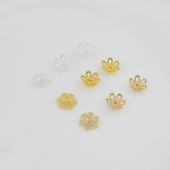 保色合金5克装 10mm镂空花托花帽珠托隔珠片DIY手链隔片散珠配件