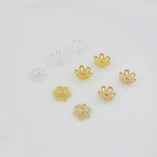 10mm镂空花托花帽珠托隔珠片DIY手链隔片散珠配件 保色合金5克装
