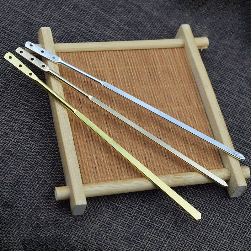 电泳保色纯铜15厘米3孔扁形黄铜簪子材料diy发簪步摇古风头饰配件