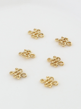 保色纯铜迷你中国结双吊吊坠diy耳环耳饰品手链项链连接材料配件