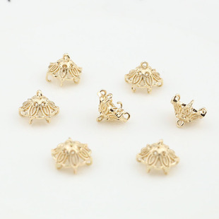 18k真金纯铜多孔流苏挂头吊坠diy新娘头饰发簪主体发冠挂件配件