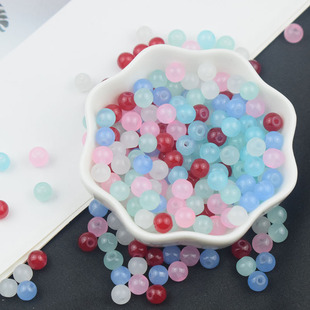 DIY仿玉玻璃烤漆珠4 6 8mm手工古典发簪手链项链耳坠材料饰品配件