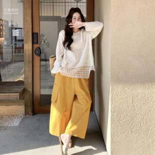 套装 松紧阔褪裤 2C293 Q926 K258 新品 P160 首发蕾丝拼接上衣