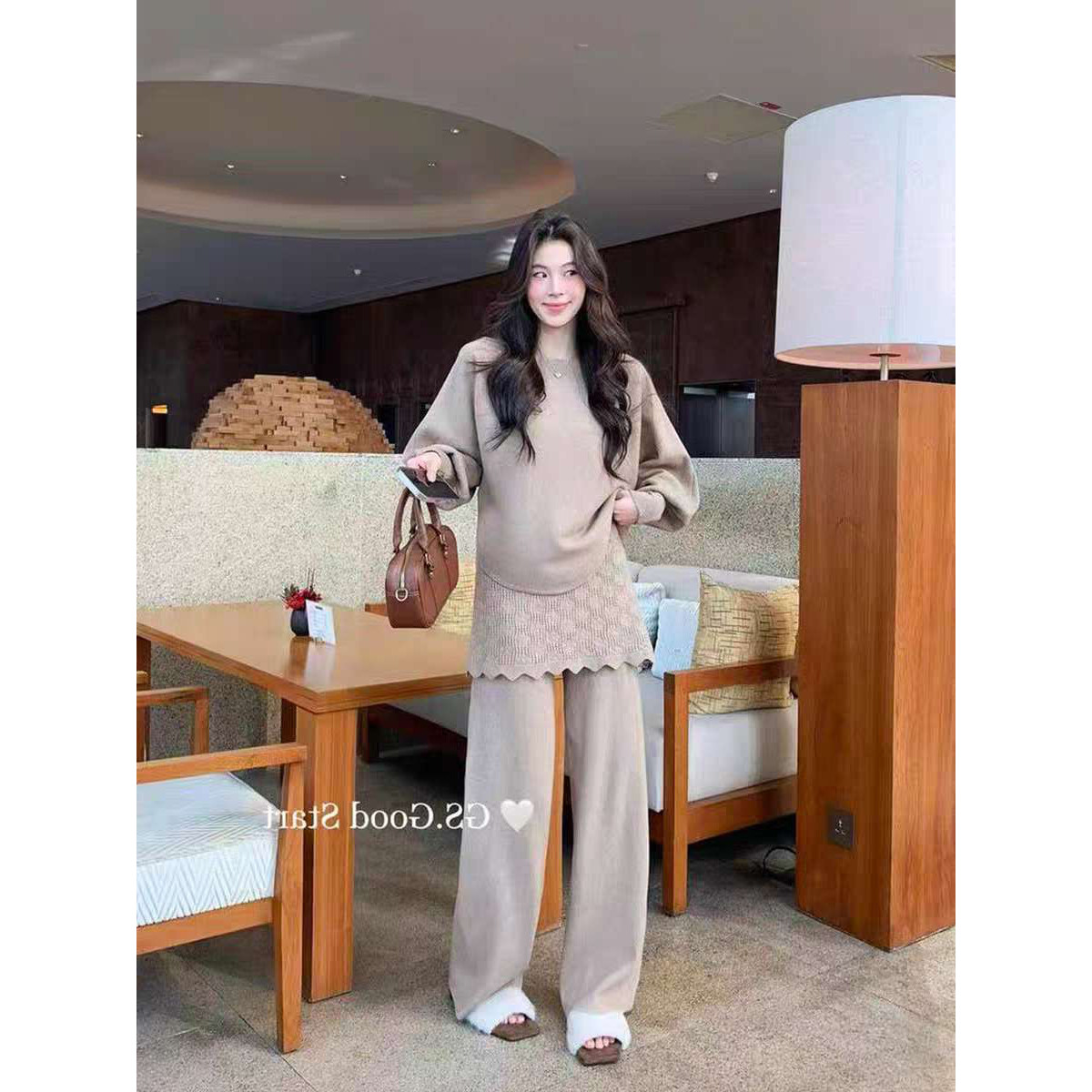 2026新款长袖套头毛衣高腰显瘦阔腿裤两件套装,女装/女士精品,时尚套装,淘宝优惠券,粉丝福利购,淘宝优惠卷