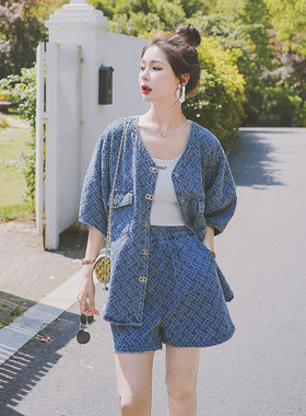 2C3676-6677-P125-控208两件套拉铆薄牛仔【爆款套装现货】