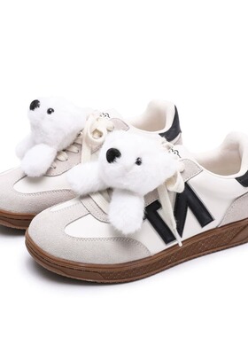 2025新款韩版百搭粉色美NOISY TEDDY嘻闹泰迪 软底板鞋秋冬德训鞋