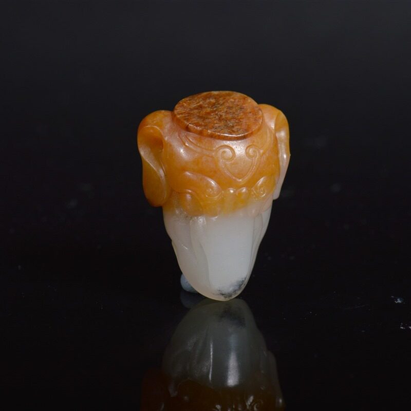 和田玉黄沁籽料三通旺财生肖狗挂件吊坠苏工 三通配饰