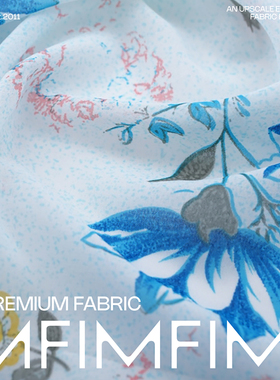 意大利织造 时装面料 浅蓝色系花纹图案 衬衫布料面料 幅宽110CM