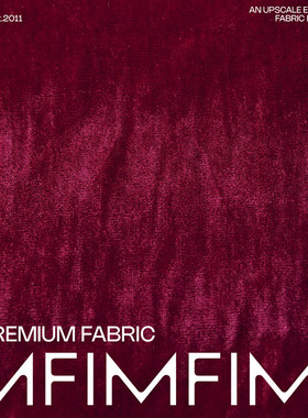 ARM*高定 82%VI 18%尼龙丝绒面料梅红色连衣裙布料宽140CM280G/M