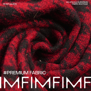 600G G&CC面料 幅宽148CM 羊毛针织黑红千鸟格面料 .WO