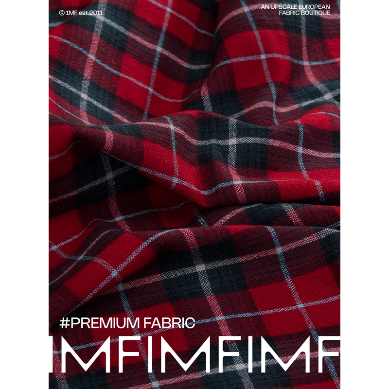 G&CC面料 WV羊毛混纺 面料红绿格纹布料 宽140CM 意大利直邮