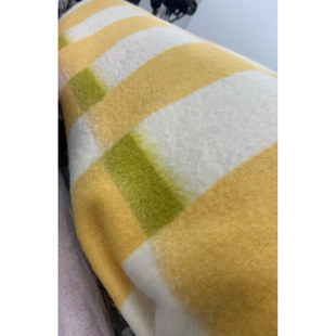 JIS 44%马海毛43%羊毛交织黄色格纹面料 宽100CM 意大利进口