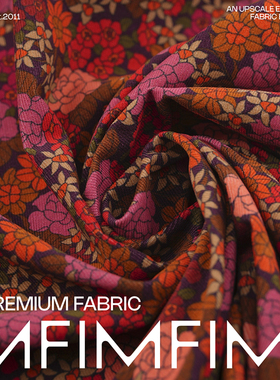 PINTO棉灯芯绒柔软红碎花衬衫连衣裙布 意大利进口