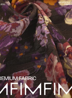 PINTO棉灯芯绒柔软蔷薇花衬衫连衣裙 秋冬加厚服装布料意大利进口