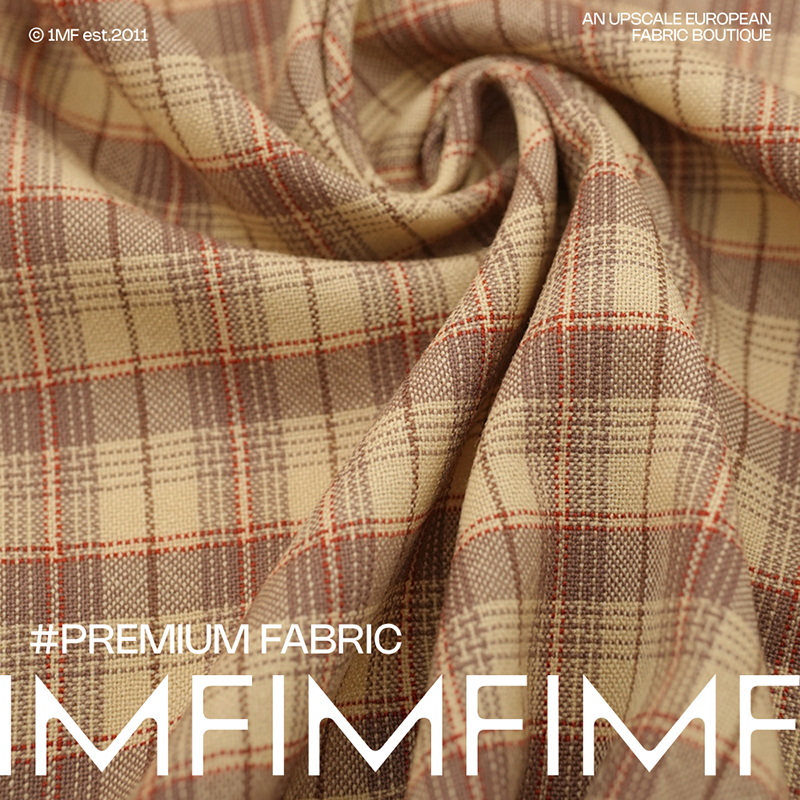 G&CC .WV初剪羊毛米黄棕格纹布料 宽155CM 277G/M 意大利进口