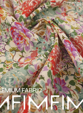 PINTO棉灯芯绒柔软小碎花衬衫连衣裙布 意大利进口