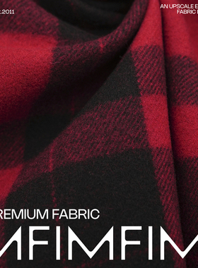 G&CC WV羊毛黑红色格纹外套大衣服装布 宽145CM 850G/M意大利进口