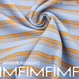 378G G&CC 宽150CM 风衣布 M意大利进口 纯棉面料蓝棕色条纹背带裤