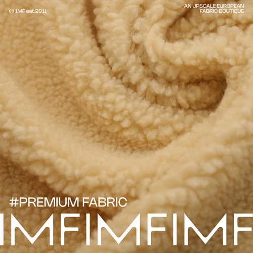 时装环保羊羔毛面料米黄色LM布料外套夹克服装布料 幅宽142CM