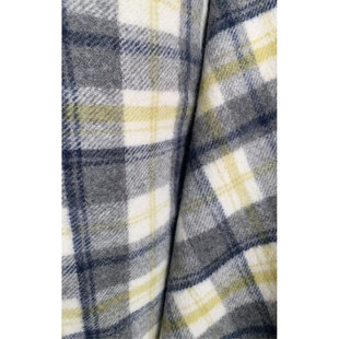 面料宽138厘米 羊驼毛混纺灰黄格纹大衣外套服装 JIS面料 初剪羊毛