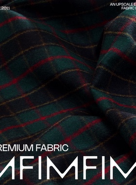 G&CC 羊毛交织面料绿色格纹外套服装布料 幅宽140CM 意大利直邮