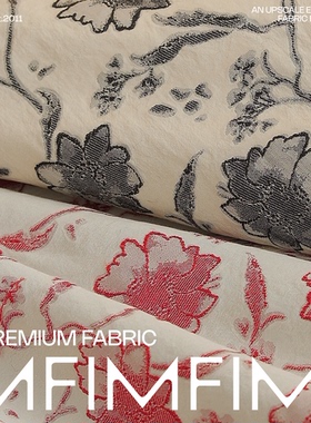 JIS面料 47%CO28%时装25%AC红色/黑色提花面料宽140CM意大利直邮