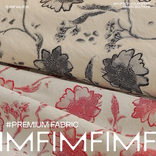 黑色提花面料宽140CM意大利直邮 25%AC红色 JIS面料 47%CO28%时装