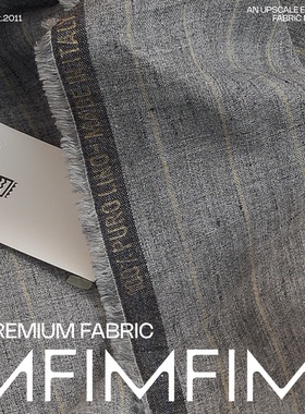 意大利CARNET .LI亚麻面料浅麻灰色条纹布料 幅宽155CM 270G/M