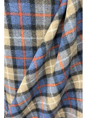 G&CC羊毛交织格纹外套大衣棕蓝布 幅宽155厘米 550G/M