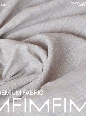 亚麻灰色蓝色格纹色织亚麻衬衫布料面料 复古风格面料 幅宽145CM