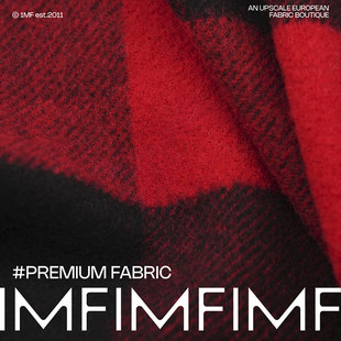 BAL 围巾披肩布料宽150cm 红黑格羊毛面料一个定位加流苏2.6米