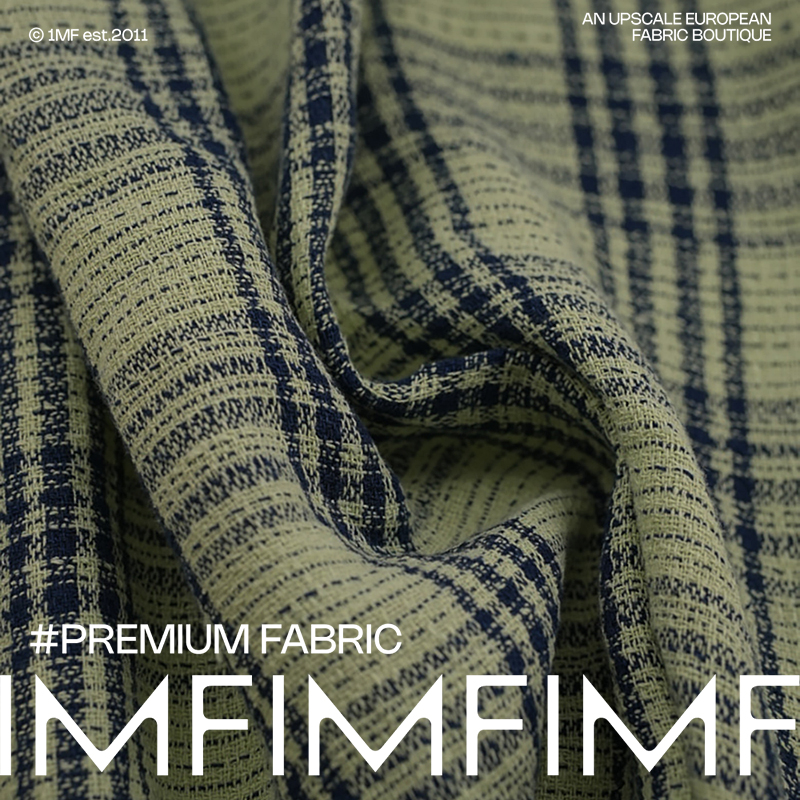 G&CC面料 .LI亚麻蓝绿色织格纹衬衫连衣裙面料宽138CM308G/M