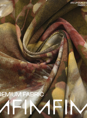 PINTO棉灯芯绒柔软茶梅花型衬衫连衣裙面料 意大利进口