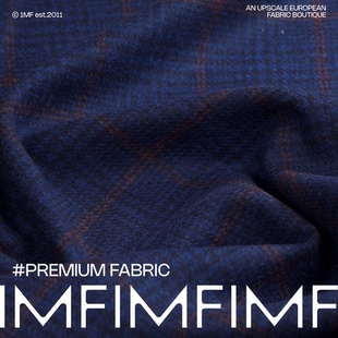 LP 意大利 羊毛羊绒混纺 蓝色格纹精纺面料LM 幅宽150CM