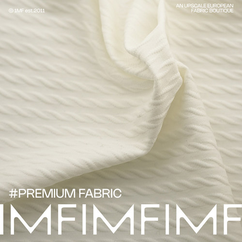 ARM面料 时装针织奶白色斜纹肌理感面料 卫衣套装布料 幅宽125CM