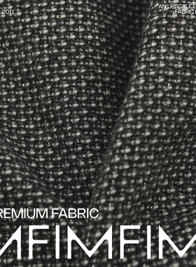 羊毛加亮丝黑灰色夹克面料145CM 321G/M