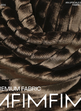 B家 棉+VI黏胶面料灰绿色宽条纹重工绒外套裤子布料宽142CM636G/M