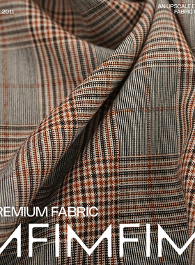 G&CC 羊毛色织格纹夹克外套面料布料 宽153CM 265G/M 意大利进口