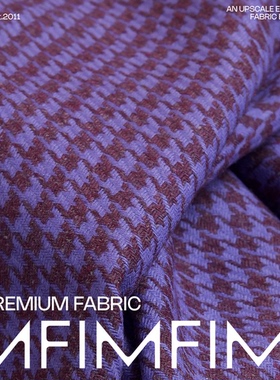 羊毛加微量时装紫色调千鸟格服装面料 幅宽140CM330G/M意大利直邮