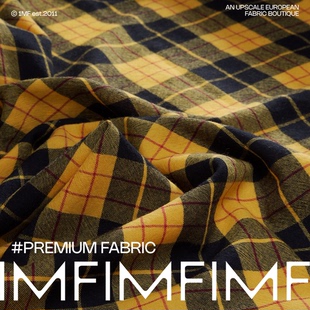 ITALY@GUC面料 羊毛WV面料黑黄格纹W140CM 260G秀场款