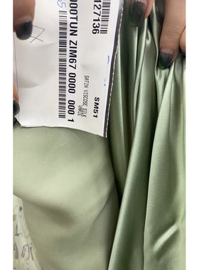 G&CC VI+真丝面料果绿色纯色衬衫连衣裙布料 宽140CM 意大利进口