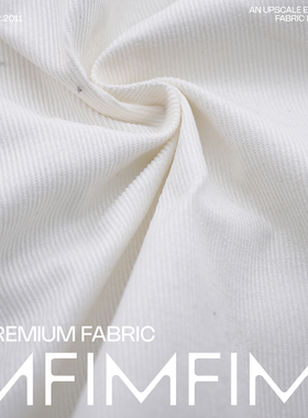 日本 CO棉质白色细条灯芯绒服装面料 幅宽110CM 390G/M