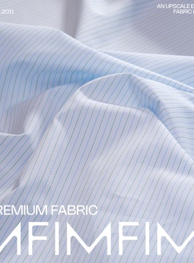 G&CC面料 棉质面料蓝色条纹服装布料 宽140CM 约220G 意大利直邮