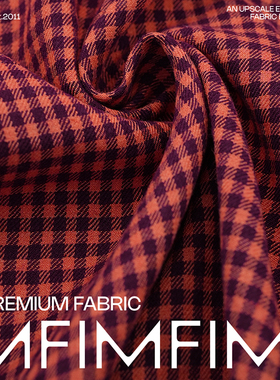 G&CC粉紫色格子羊毛布料服装 外套夹克面料幅宽150厘米意大利进口