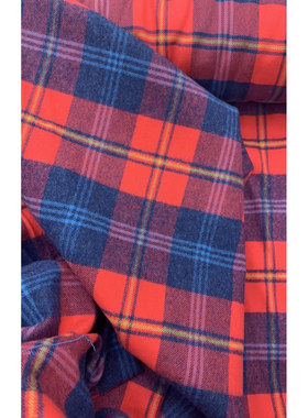 G&CC 棉面料红蓝格纹衬衫连衣裙服装布料宽142CM245G/M意大利进口