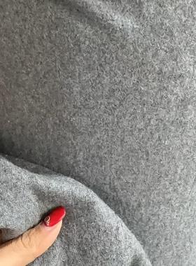 羊毛交织毛呢面料灰色拉毛感服装布料 幅宽145CM