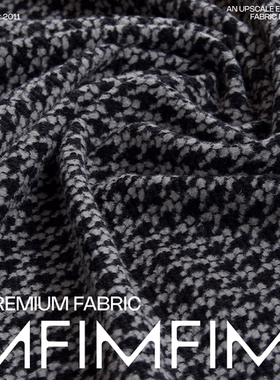 ARM 羊毛49 棉45 PA5EA1黑白针织布料 宽105CM 570G/M意大利直邮