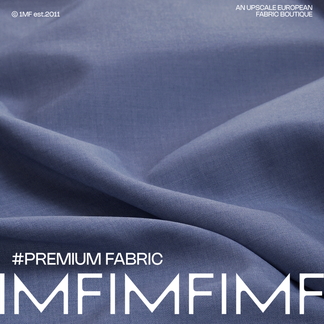 G&CC面料 WO羊毛混纺 精纺雾霾蓝色面料 宽140CM 意大利直邮