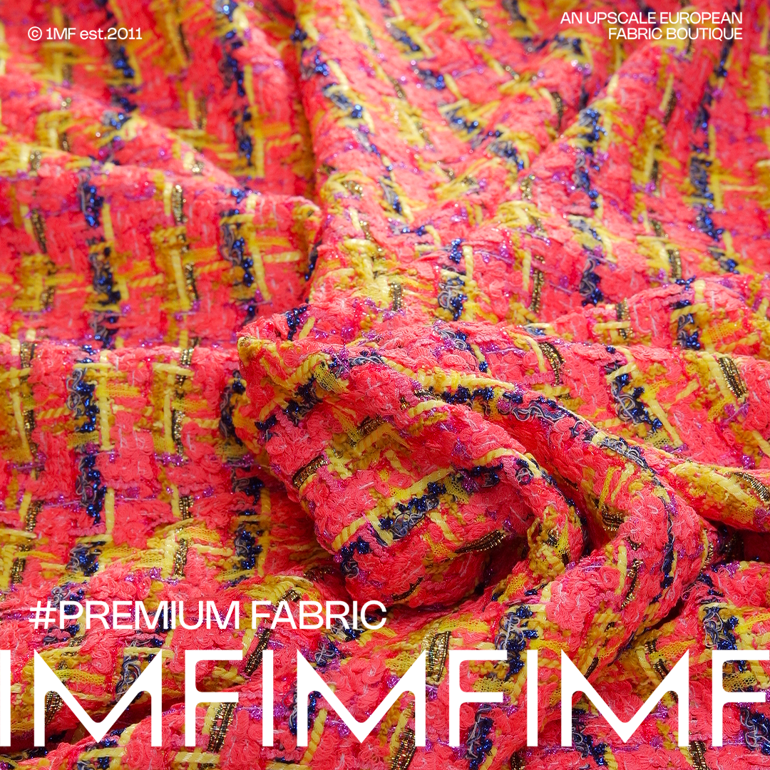 花纱交织秀场小香风粗花呢面料