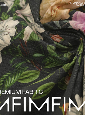 PINTO棉灯芯绒柔软炭黑底印花衬衫连衣裙面料 意大利进口